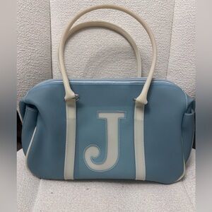 Blue and Cream rubber Handbag